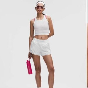 Lululemon Swiftly Pointelle Cropped Racerback Tank Top Herringbone Dot White